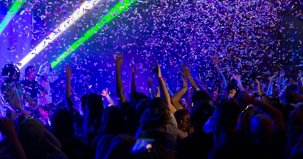 Festival crowd cheering during live show at ICON Events during Four Winds Festival