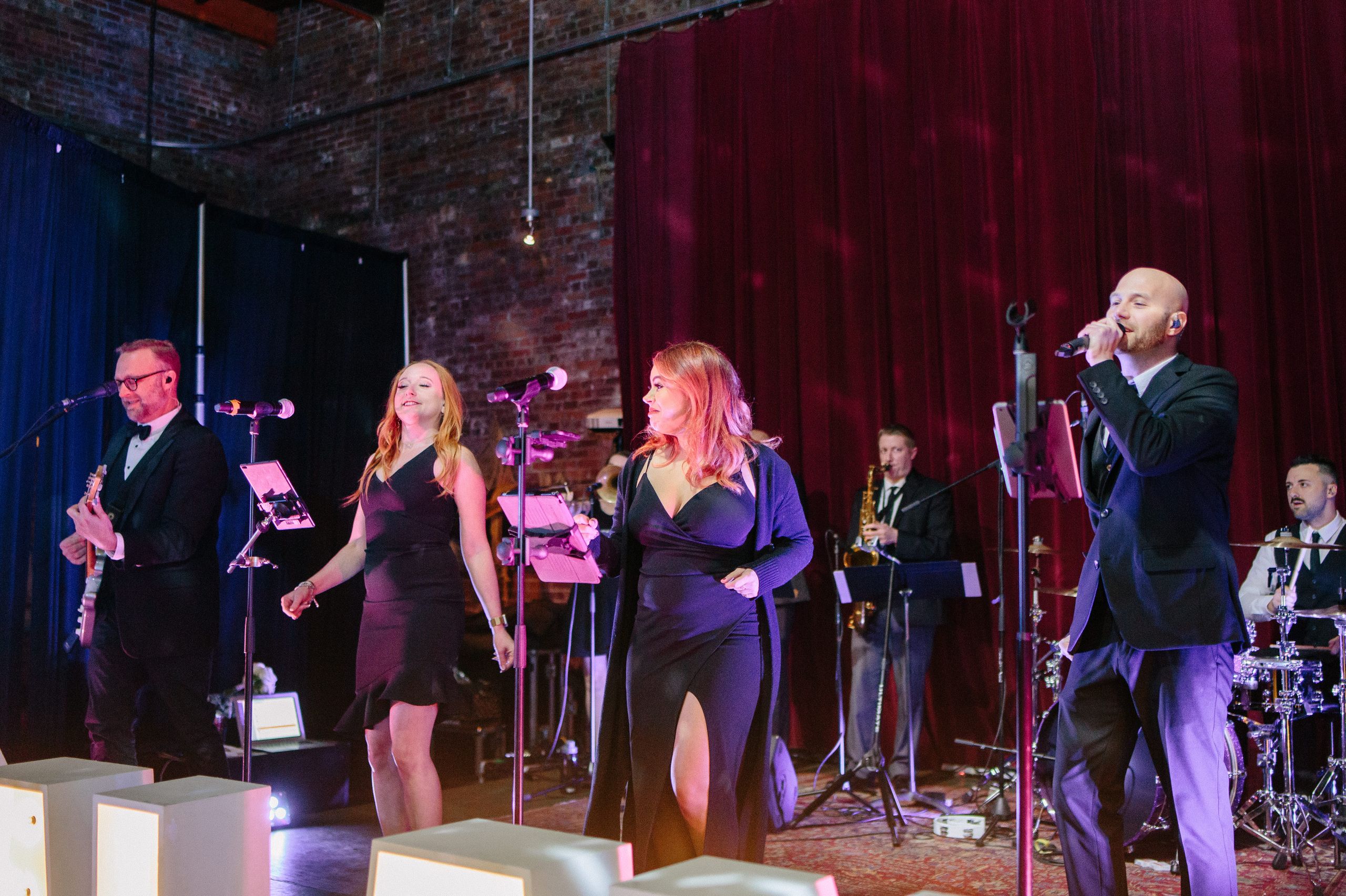 Wedding reception celebration at ICON Event Hall featuring Jen and guests in downtown Sioux Falls